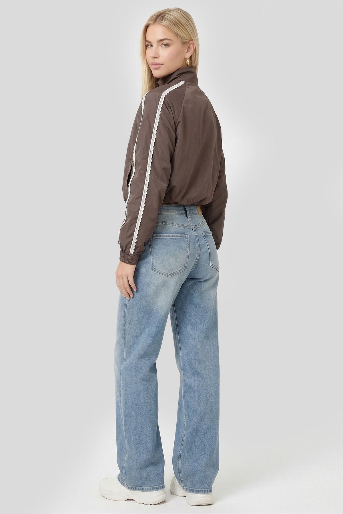 Alt View 2. Lace Trim Windbreaker - Brown