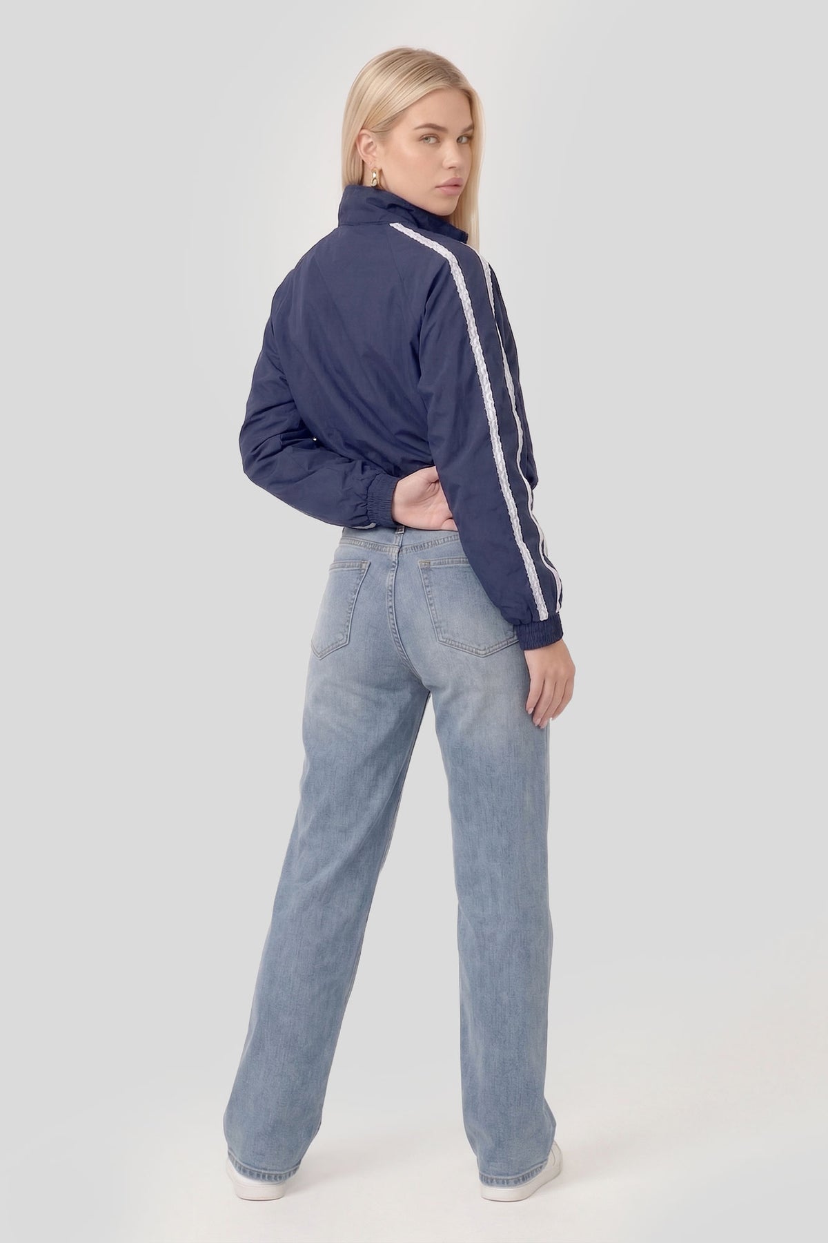 Alt View 2. Lace Trim Windbreaker - Navy