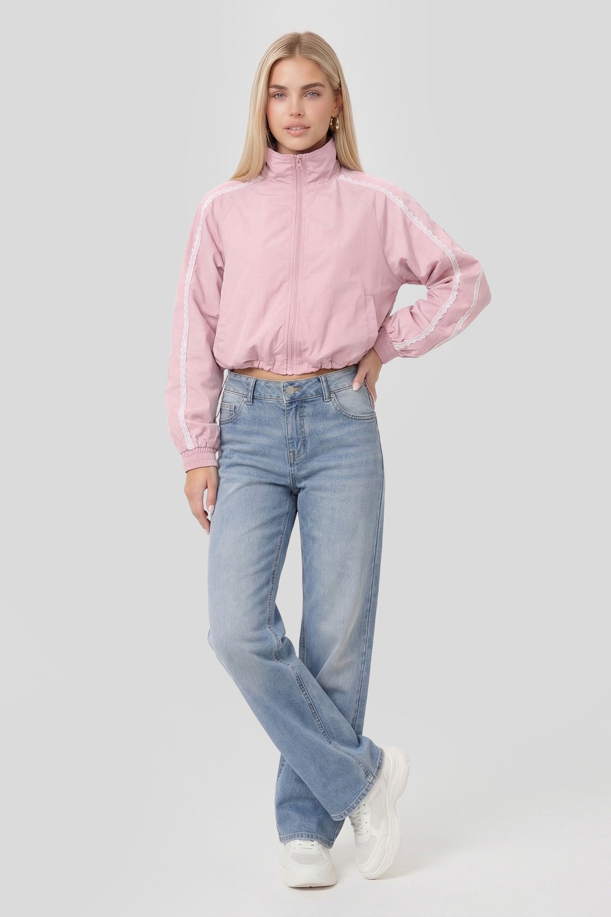 Alt View 3. Lace Trim Windbreaker - Pink
