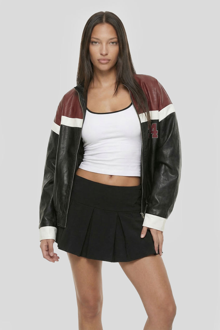 Faux Leather Graphic Jacket