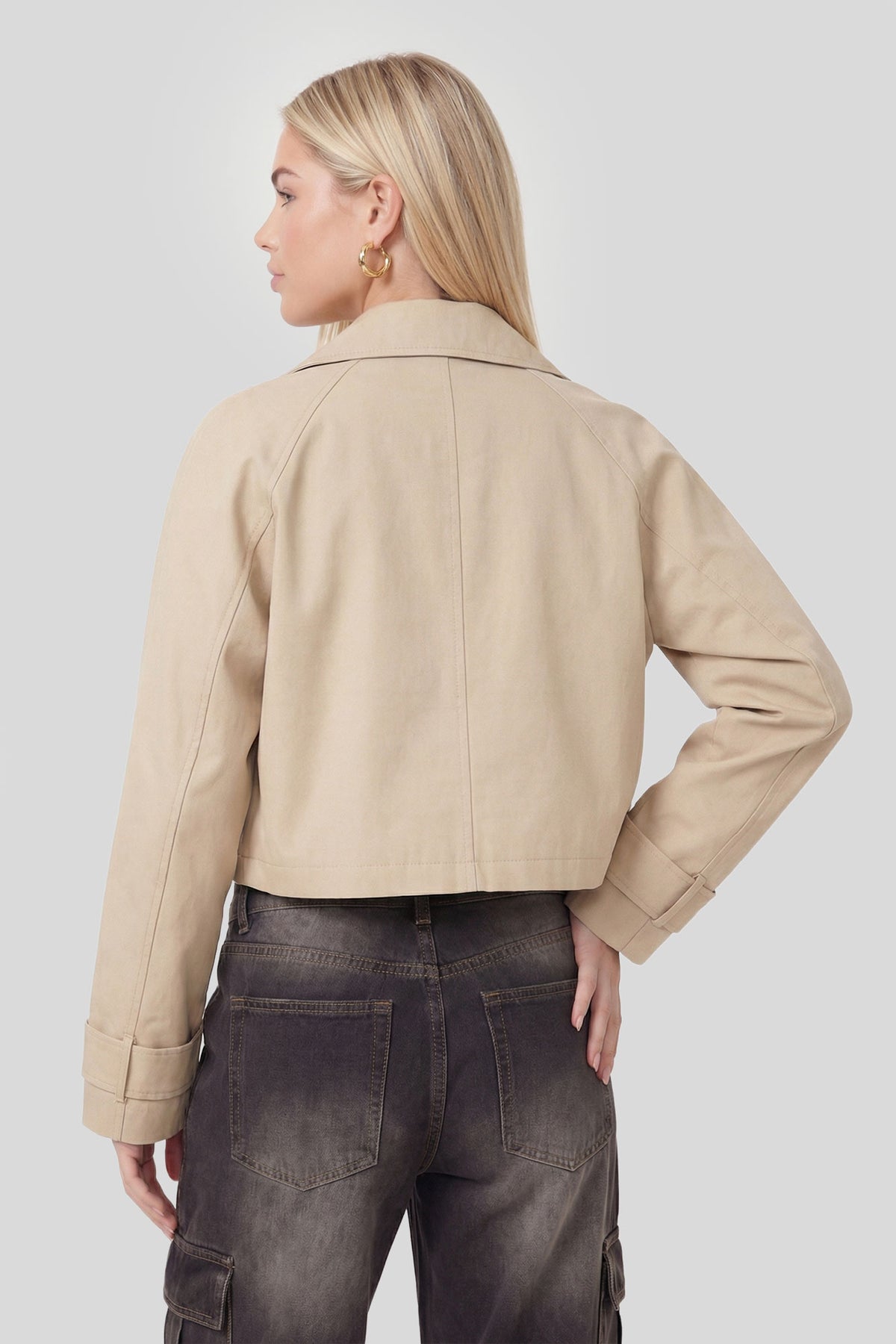 Alt View 2. Cropped Trench Coat - Sand