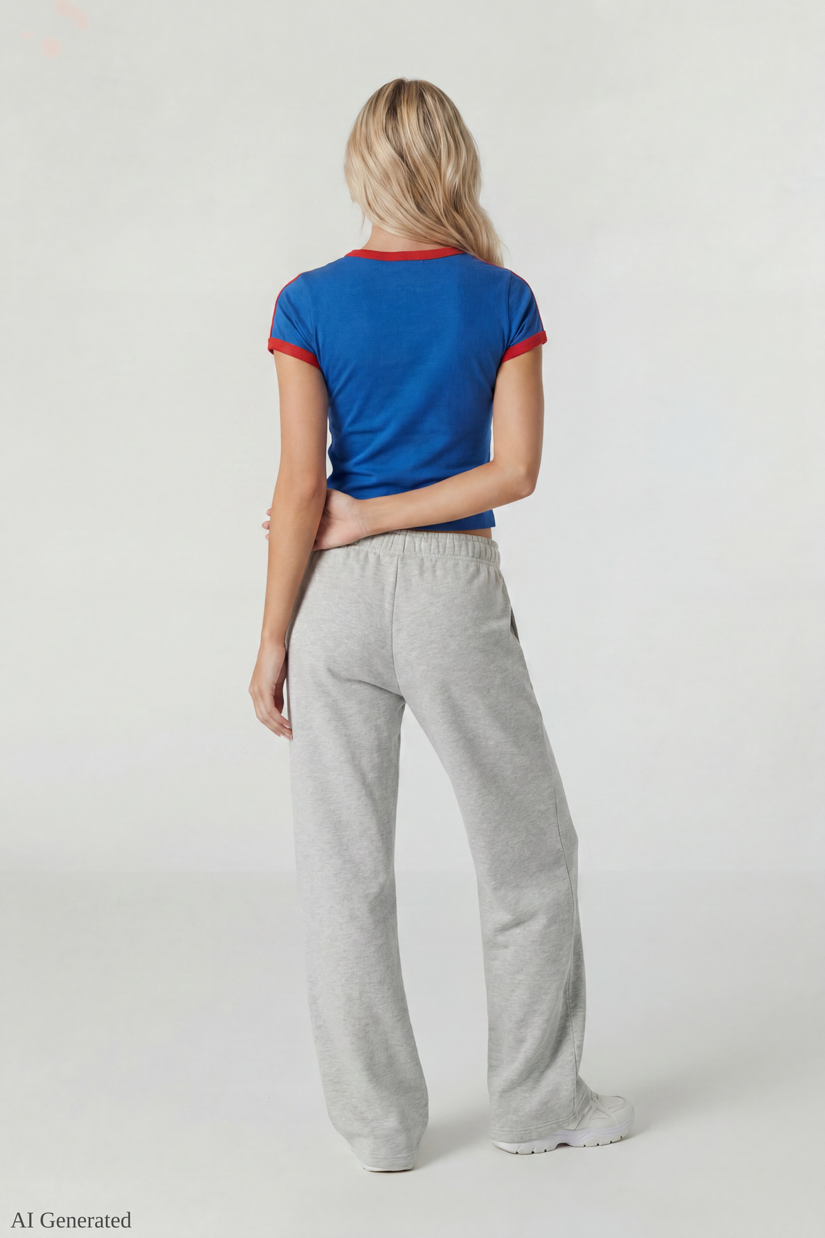 Alt View 2. Graphic Ringer Baby Tee - Royal Blue
