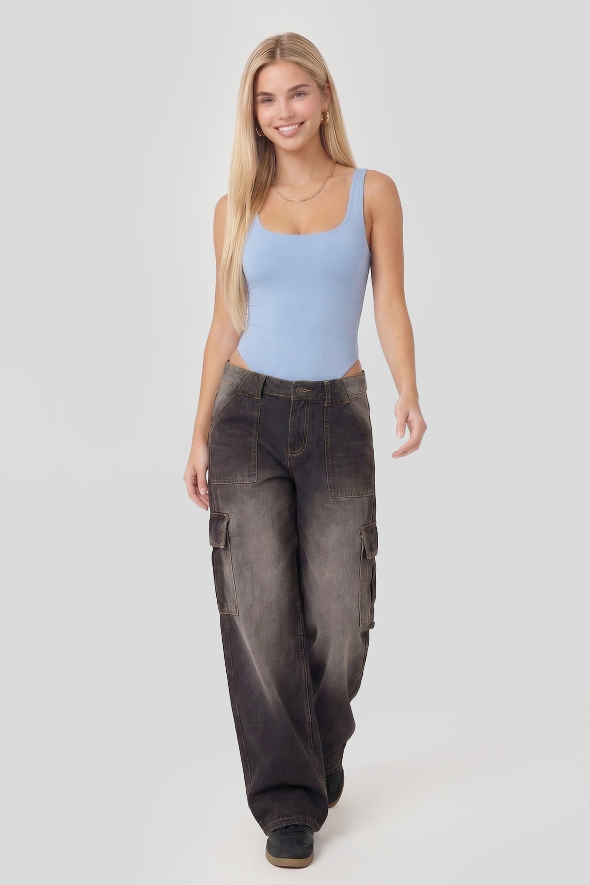 Alt View 3. Seamless Square Neck Bodysuit - Light Blue