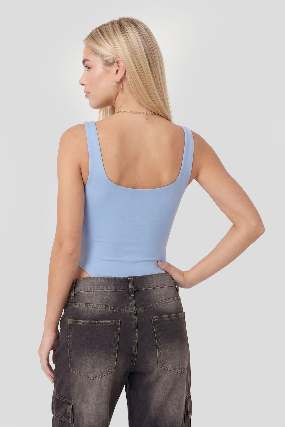 Alt View 2. Seamless Square Neck Bodysuit - Light Blue