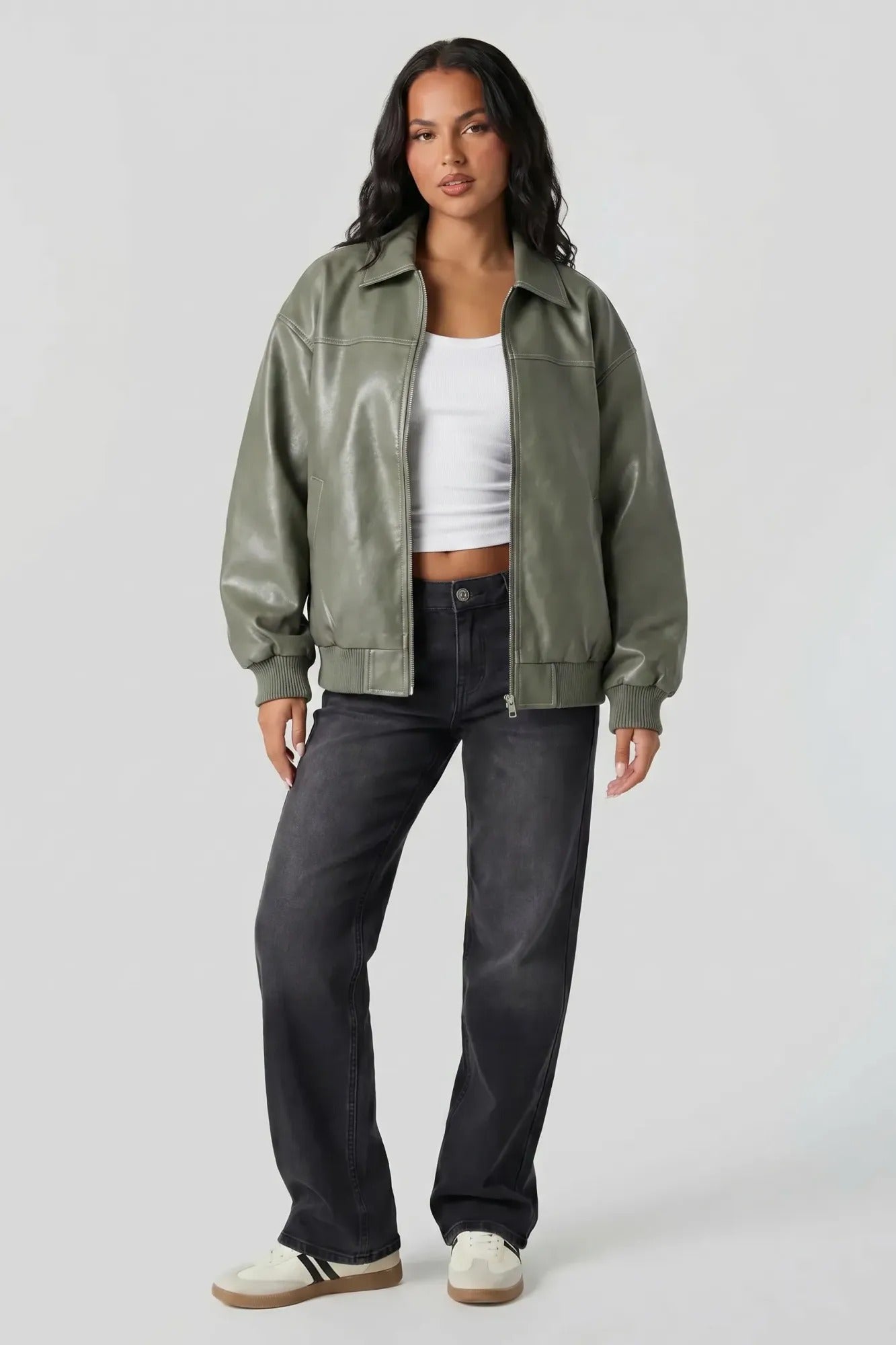 Oversized Faux Leather Jacket – Charlotte Russe