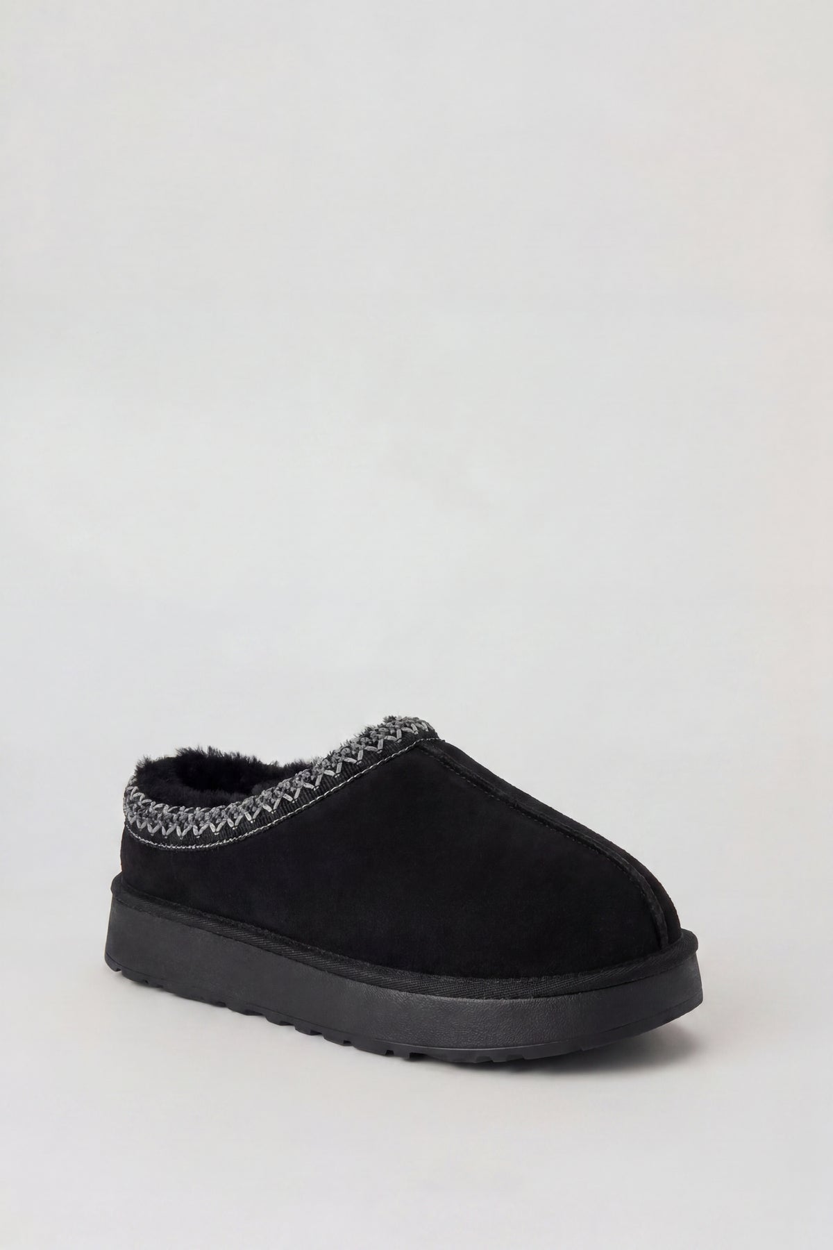 Alt View 2. Fur Lined Platform Slipper Booties - Black
