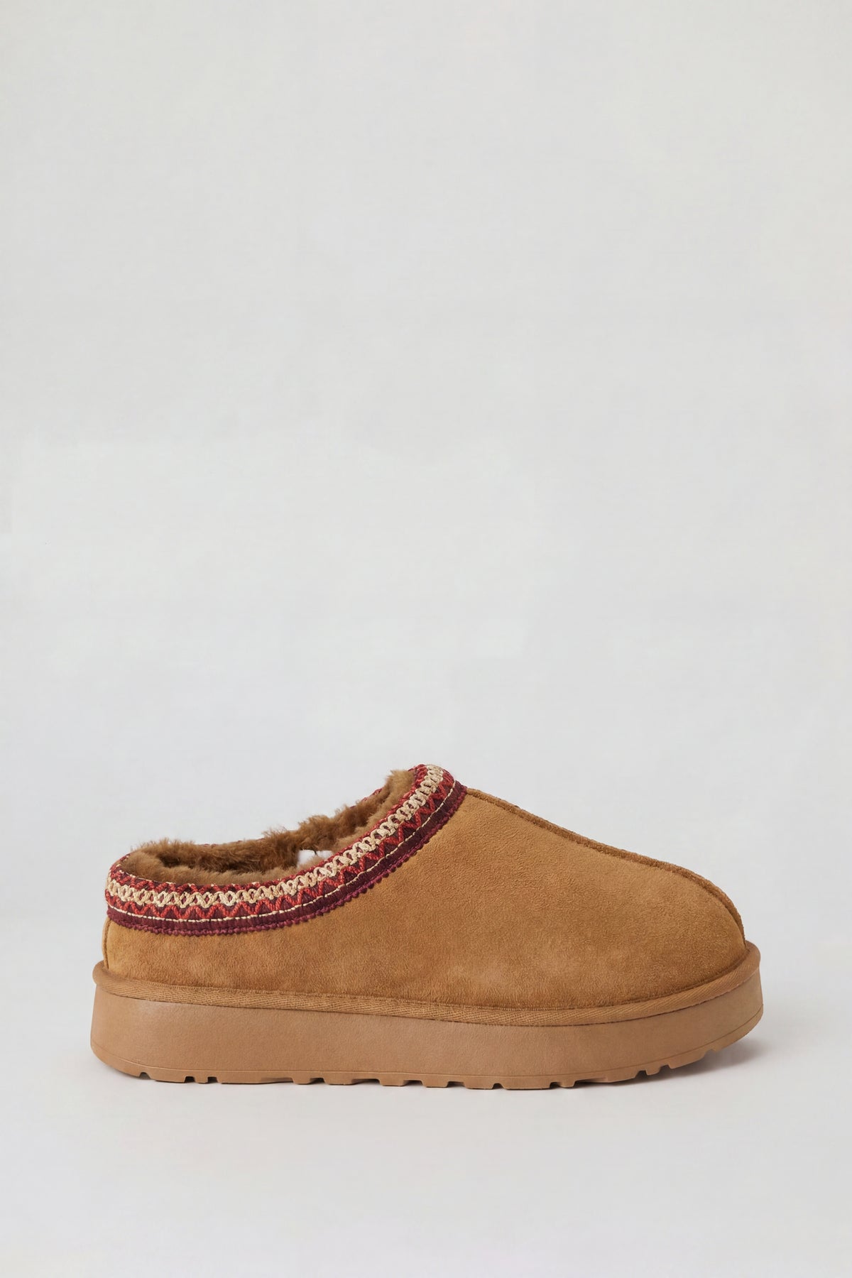 Fur Lined Platform Slipper Booties - Natural