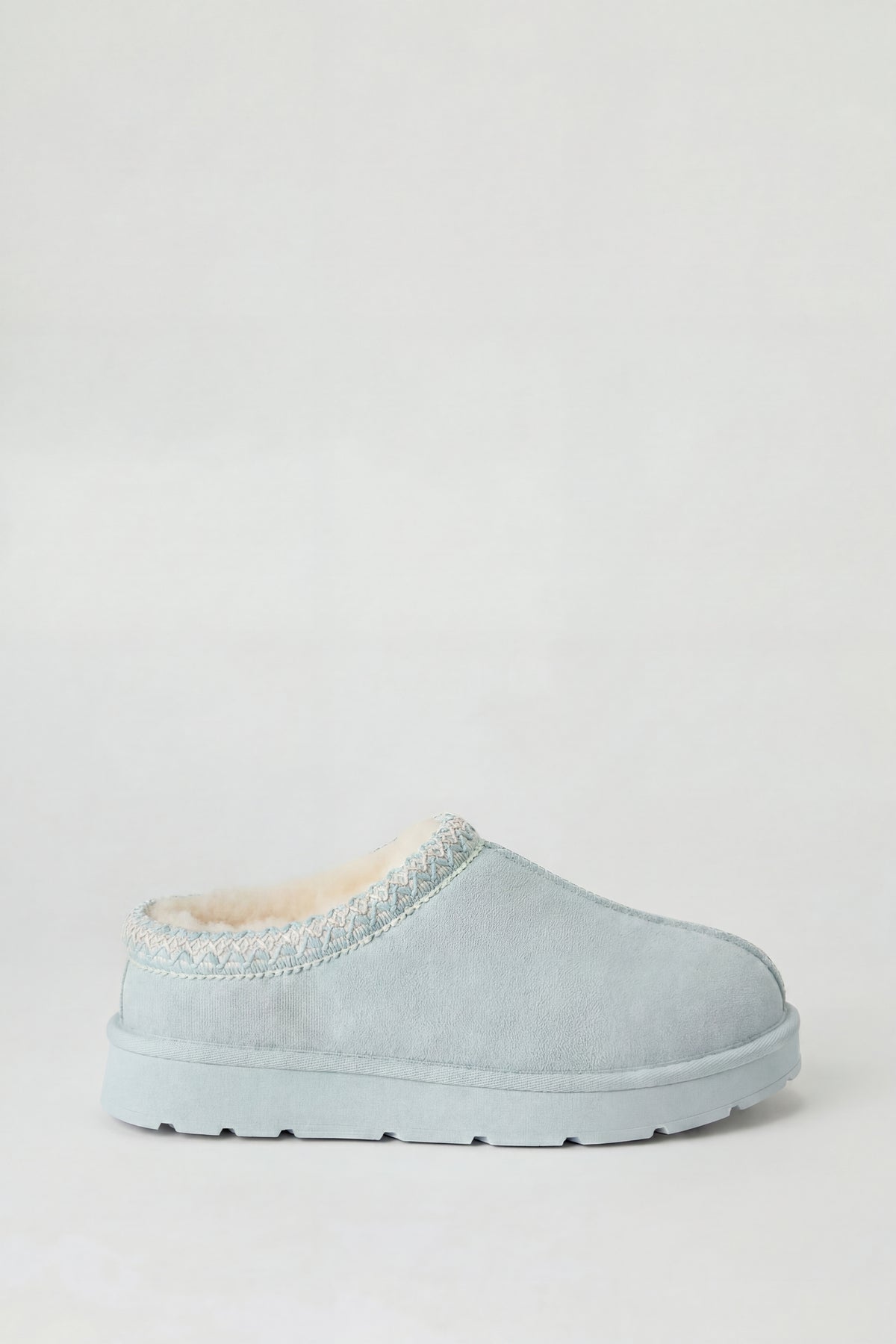 Fur Lined Platform Slipper Booties - Light Blue