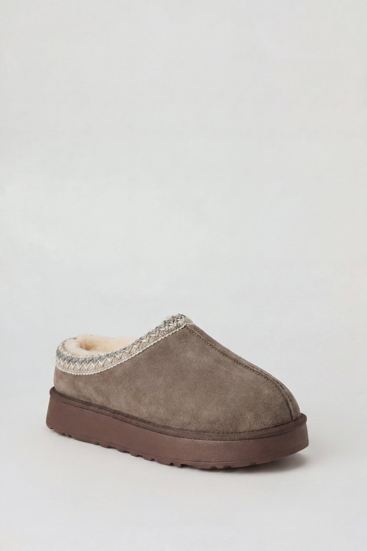 Alt View 2. Fur Lined Platform Slipper Booties - Taupe